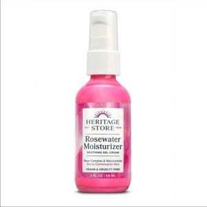 NWT Heritage Store Rosewater Facial Moisturizer, Soothing Gel Cream 2fl Oz